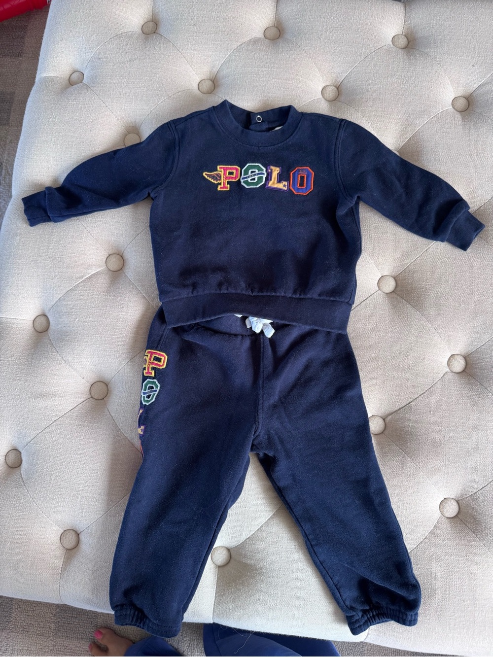 Polo by Ralph Lauren Navy Sweatpants & Jogger Set with Multicolor Logo